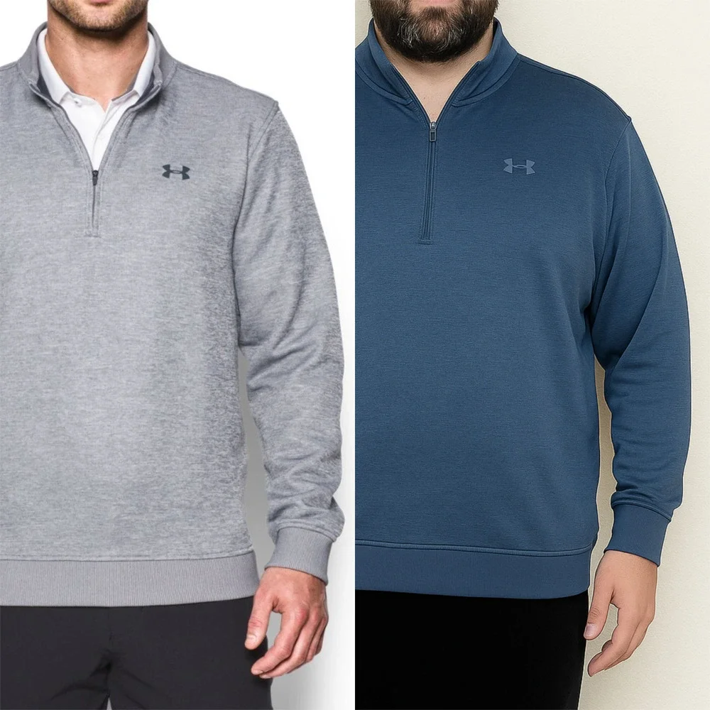 Under Armour 1/4 Zip Fleece Pullover Gray Navy Mens 3XL Loose SweaterFleece Golf - Picture 1 of 10